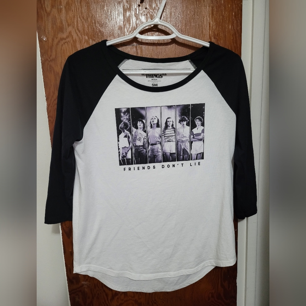Friends don't lie Stangerthings long-sleeved baseball shirt from hot topic